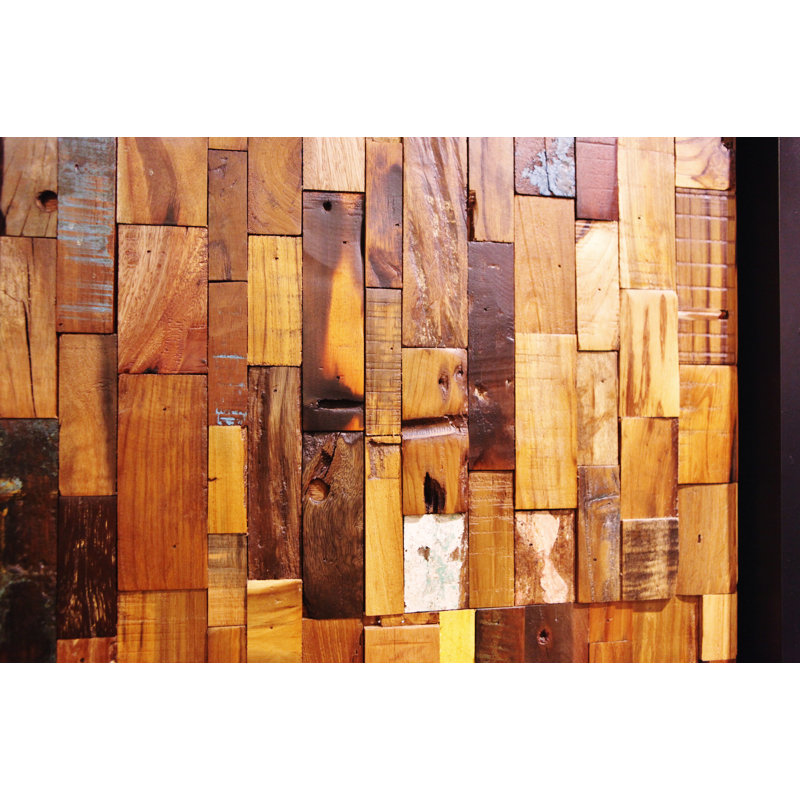 Java Creations Matrix Reclaimed Engineered Wood Wall Paneling in Brown